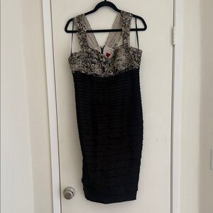 JS Collections Black and Cream Mini Dress size 14